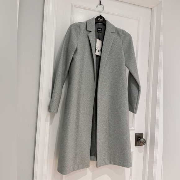 NWT ** Zara Long Coat, Open front, Side pockets - Picture 6 of 7